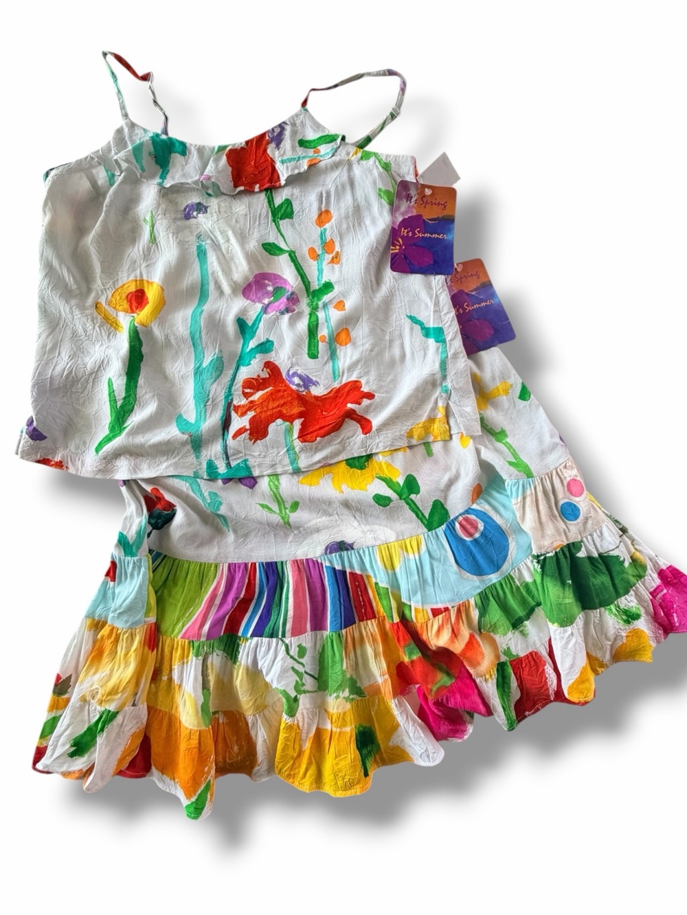 JAMS WORLD 2 Pc Set Skirt Top Size Large Candy Floral Print Deadstock NWT